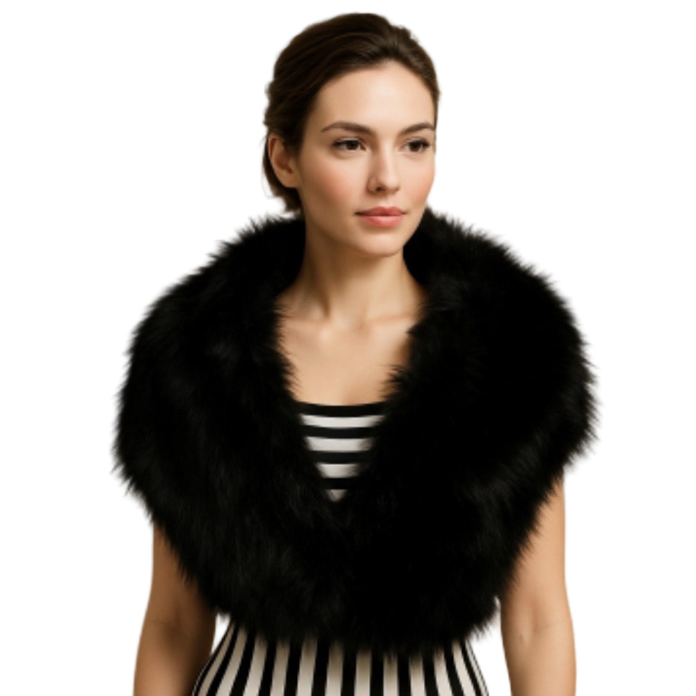 Faux fur black shoulder feminine wrap